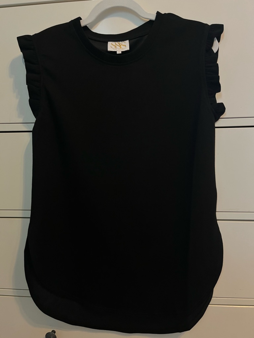 SSYS Black Ruffle Sleeve Women's Top